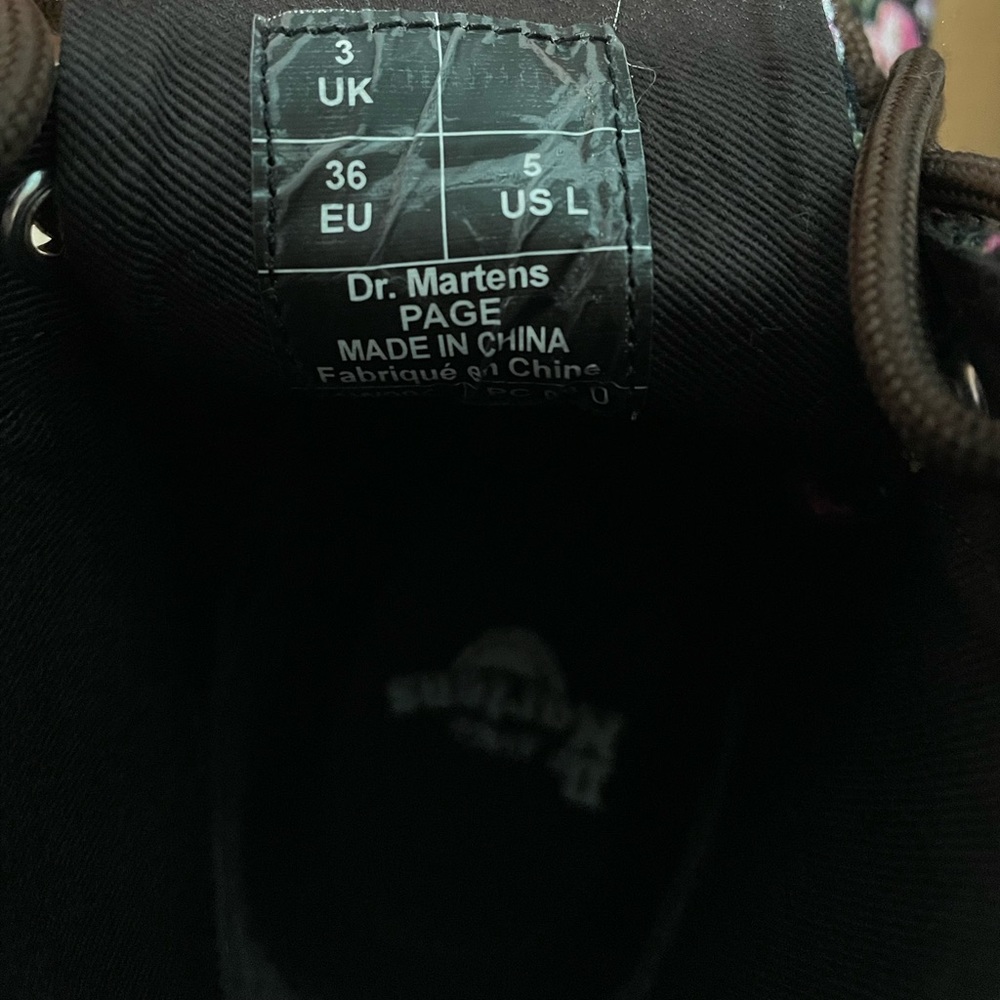 Dr Martens Page Floral Black Canvas Lace-up Boots Size 5 - Picture 8 of 8